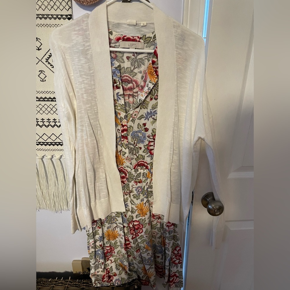 Loft dress and Gap cardigan